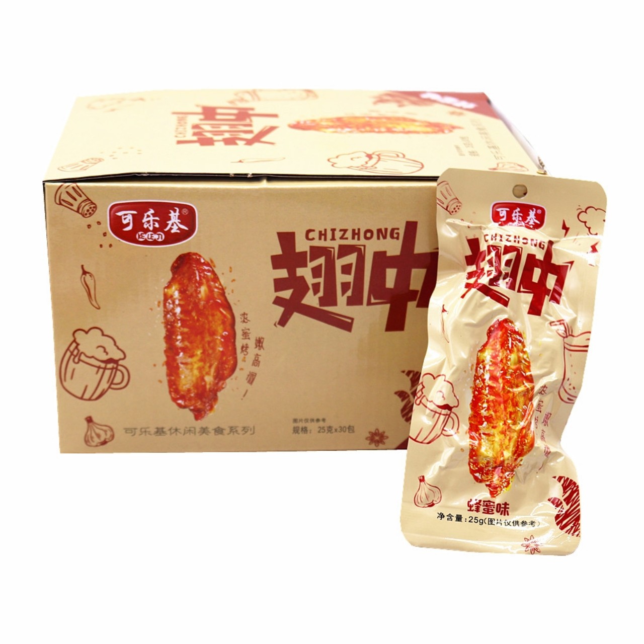 1 hộp Cánh giữ gà tẩm vị ăn liền 30 cái
