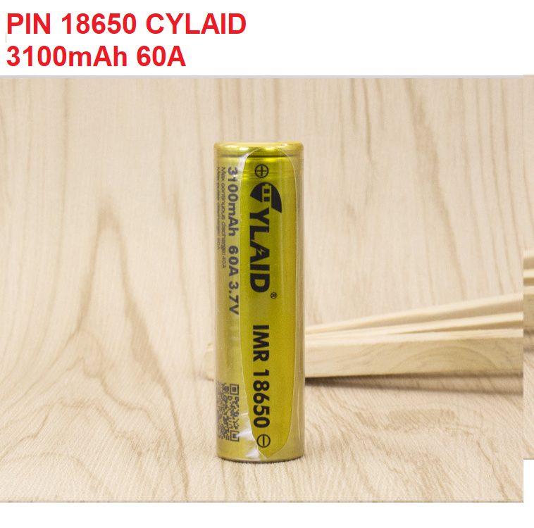 Pin 18650 3.7v Cell pin Cylaid 3100mah Xả cao 60A pin có 2 đầu phẳng