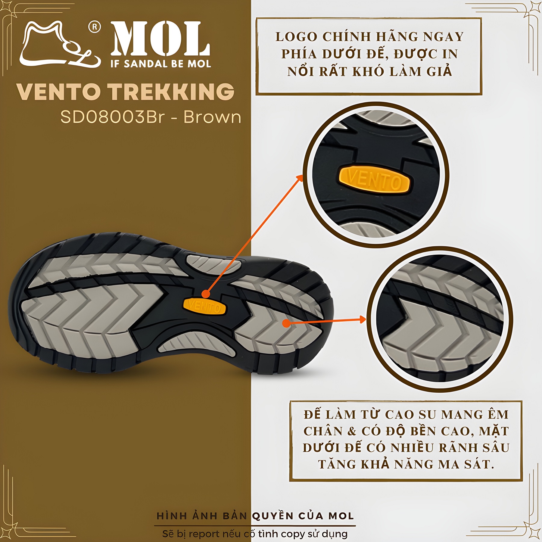 Giày sandal nam bít mũi Vento SD08003 có big size 44