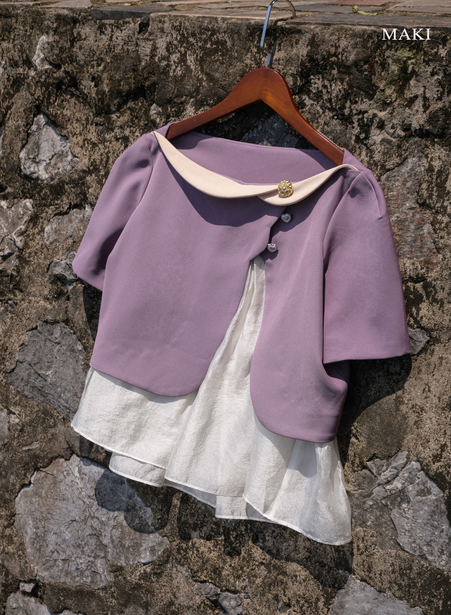 Maki - Kaylin Top - Purple Shirt with Silk Accents