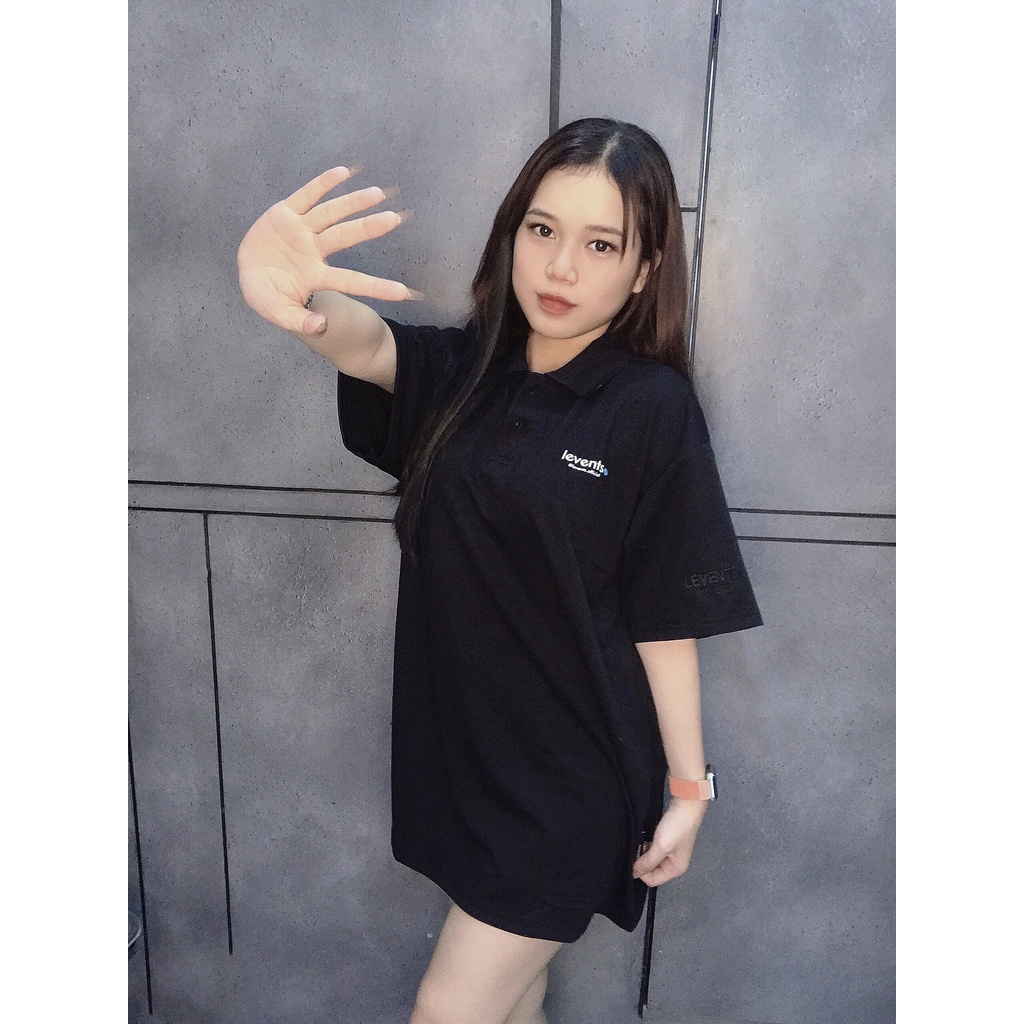 [ẢNH THẬT] Áo Polo Tay Lỡ Cổ Bẻ LEVENTS Basic Đen Trắng Unisex