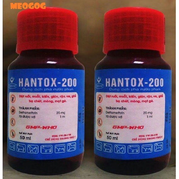 Thuốc diệt côn trùng Hantox 200 lọ 50 ml thuốc diệt muỗi, gián, kiến, ruồi nhặng, ve rận, bọ chét, bọ chó mèo… MEOGOG