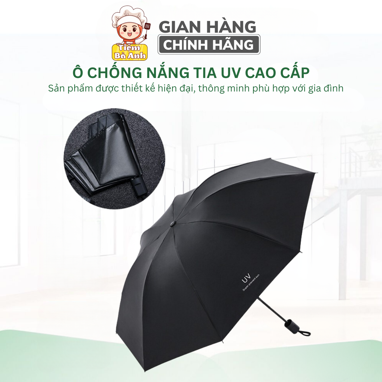 Ô che nắng chống tia UV, dù che mưa che nắng cầm tay gấp gọn, công nghệ phủ NANO chống thấm nước, ngăn cản tia UV