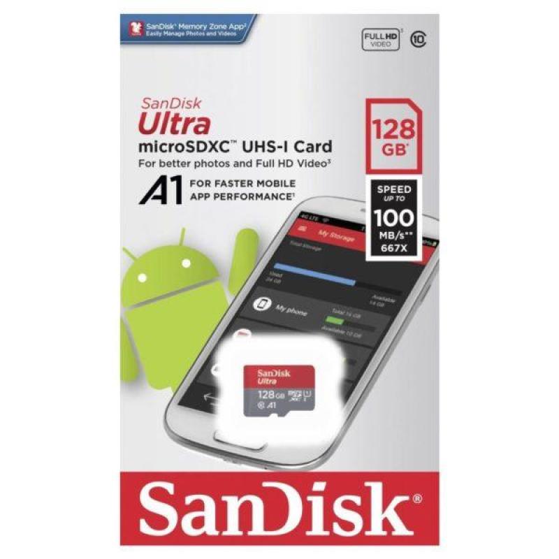 Thẻ nhớ MicroSDXC SanDisk Ultra A1 128GB Class 10 U1 100MB/s box Anh - Model 2019 (Đỏ)