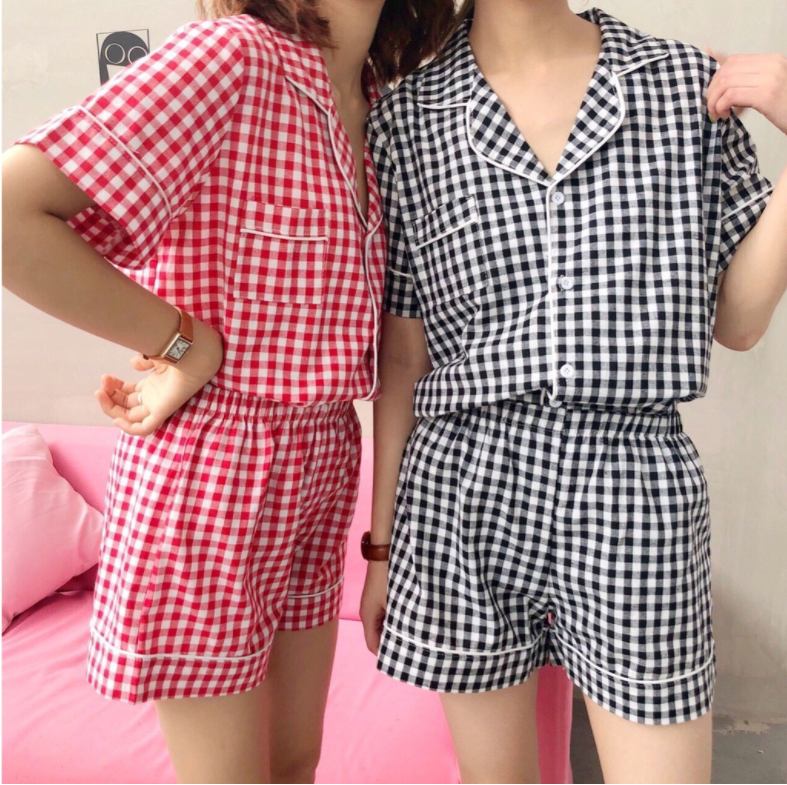 ❌❌ Set Pijama Kẻ Sọc 2 màu đỏ đen❌❌ Thời trang nữ NT