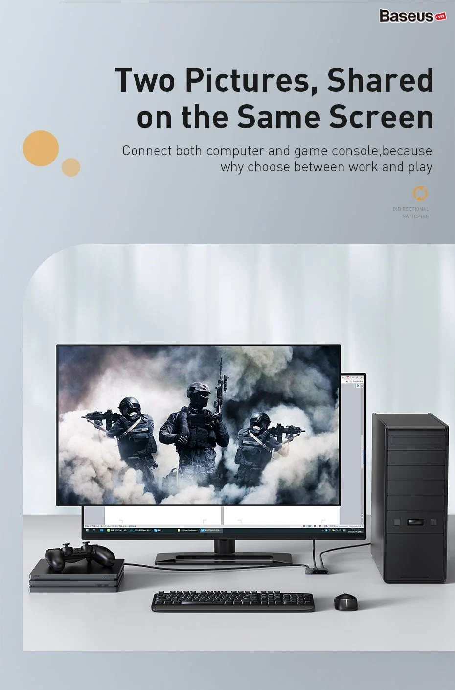Thiết bị chia cổng HDMI hai chiều Baseus Matrix HDMI Switcher