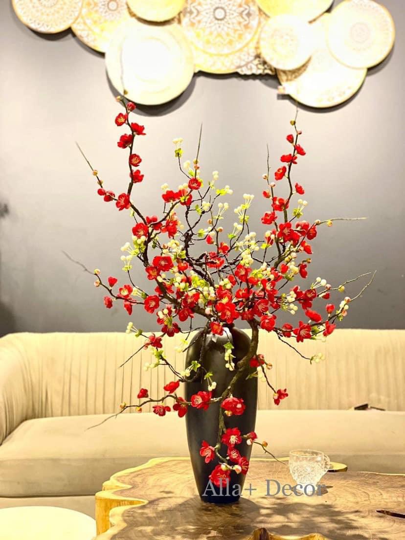 Hoa Giả, Hoa Lụa, Cành Đào Cổ Trang Trí Phòng