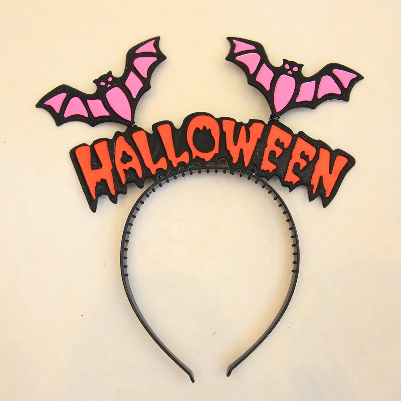 Bờm chữ Halloween kèm bí ngô, cánh dơi