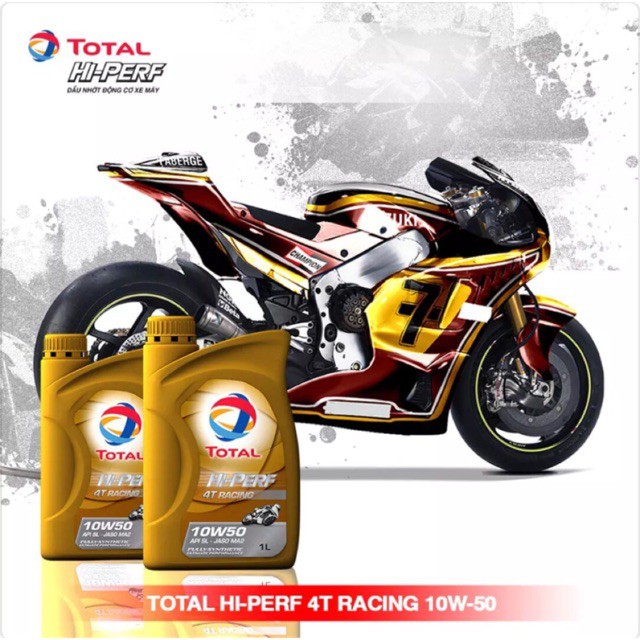 [HCM][Nhớt tổng hợp PKL]  Total Hi-PERF RACING 4T 10W50 1L
