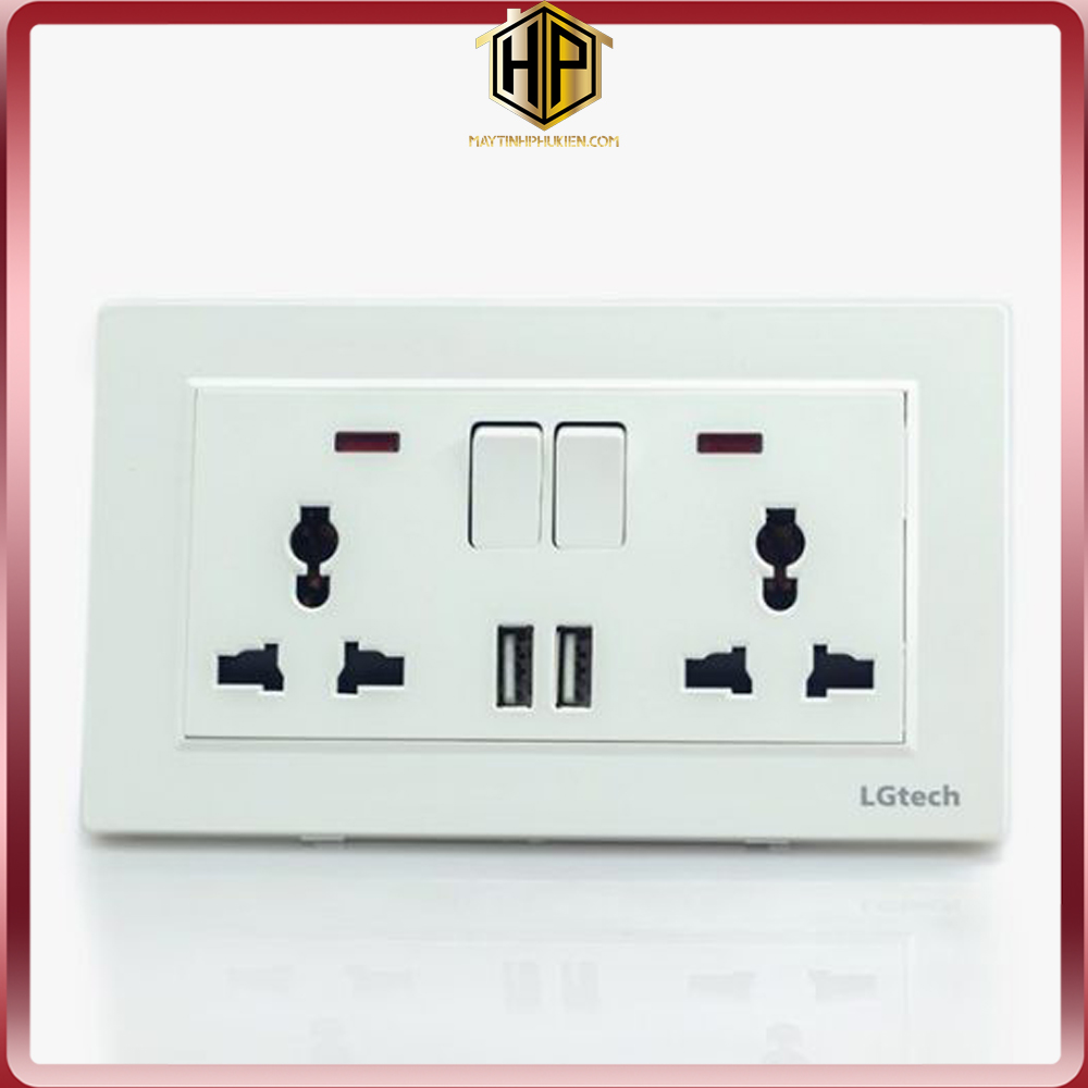 LG-F21-066 - Ổ cắm điện có công tắc tích hợp 2 cổng USB cao cấp