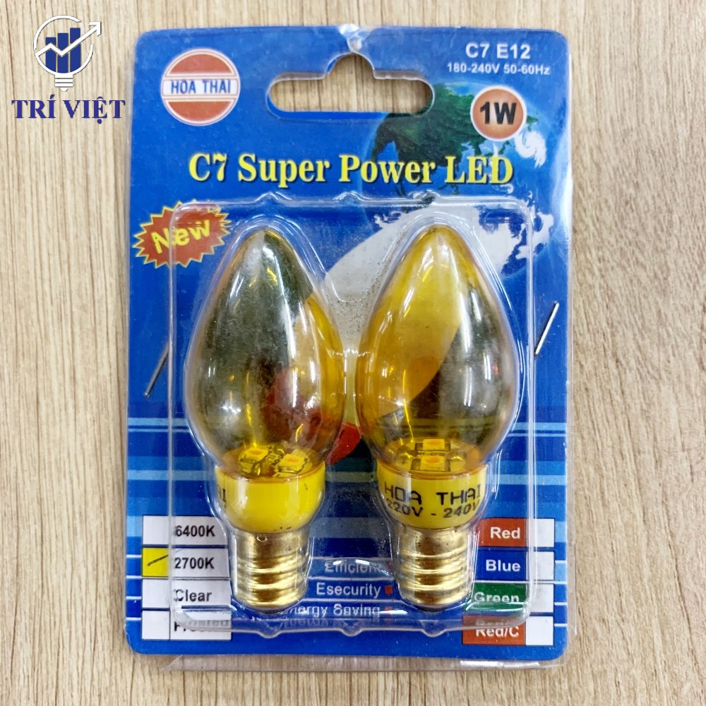 [HCM]Cặp bóng led trái ớt để bàn thờ 1W E12 HÒA THÁI (2 cái đèn)
