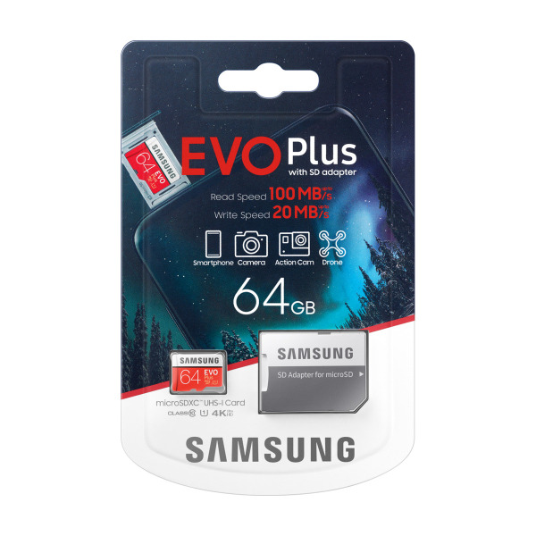 Thẻ nhớ MicroSDXC Samsung Evo Plus 64GB U1 2K R100MB/s W20MB/s - box Anh New 2020 (Đỏ) Kèm Adapter - Phụ Kiện 1986
