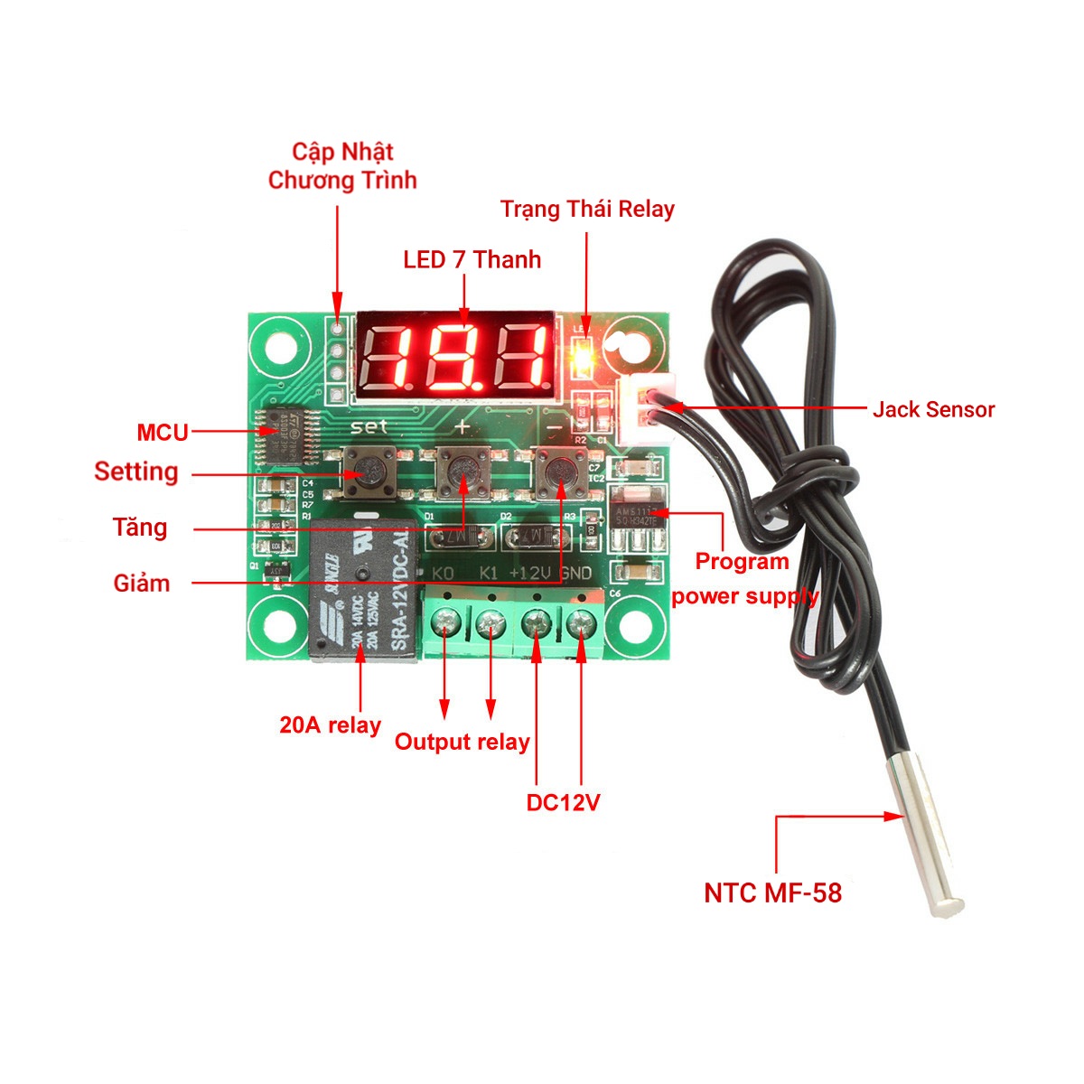 Bộ điều khiển nhiệt độ XH W1209