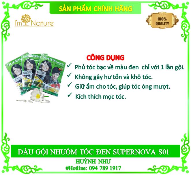 DẦU GỘI NHUỘM TÓC SUPERNOVA S01 (30ml) - GIÚP TÓC ĐEN - 1 GÓI