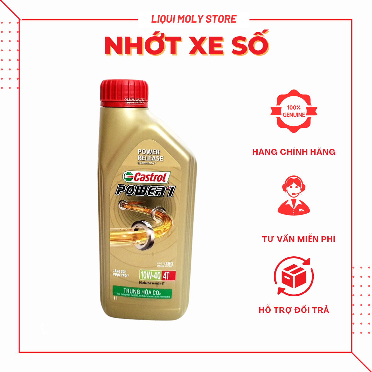 Nhớt xe số cao cấp CASTROL POWER 1 1L