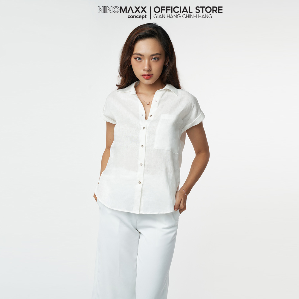 N&M Áo sơ mi Linen Nữ tay ngắn 2203019