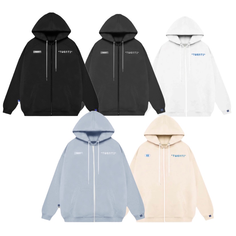 [Nhập Lazxuhuong03 - Giảm 40k/299k]ÁO HOODIE NỈ ZIP TWENTI BASIC NĂNG ĐỘNG