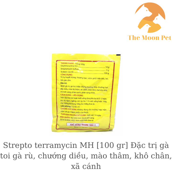 Strepto terramycin MH [100 gr] Đặc t.rị gà toi gà rù, chướng diều, mào thâm, khô chân, xã cánh