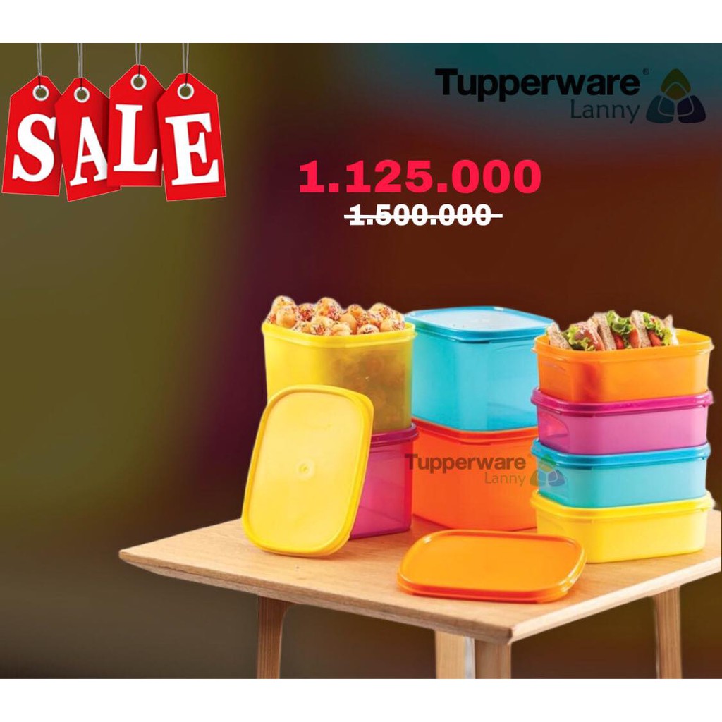 Bộ hộp bảo quản thực phẩm Colorful Rectangular (8 hộp) TUPPERWARE CHÍNH HÃNG