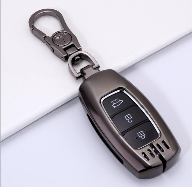 Bao da chìa khóa Inox xe Hyundai Accent, SantaFe, Kona 2018 2019 2020  Màu Đen có kèm móc treo chắc chắn Bảo vệ chìa khóa khỏi va đập, tránh trầy xước, hư hỏng bộ điều khiển, giúp nâng cao tuổi thọ của chìa khóa