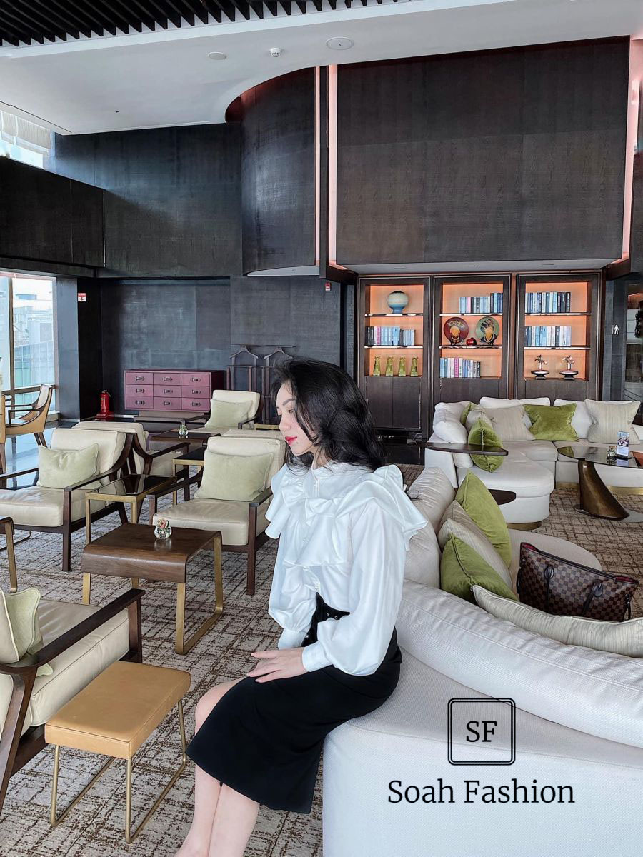 Áo Sơ Mi Nút Ngọc Bèo Tầng Cổ Trụ MELY (TRẮNG)