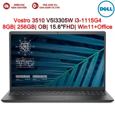 Laptop Dell Vostro 3510 V5I3305W i3-1115G4| 8GB| 256GB| OB| 15.6″FHD| Win11+Office (Đen)