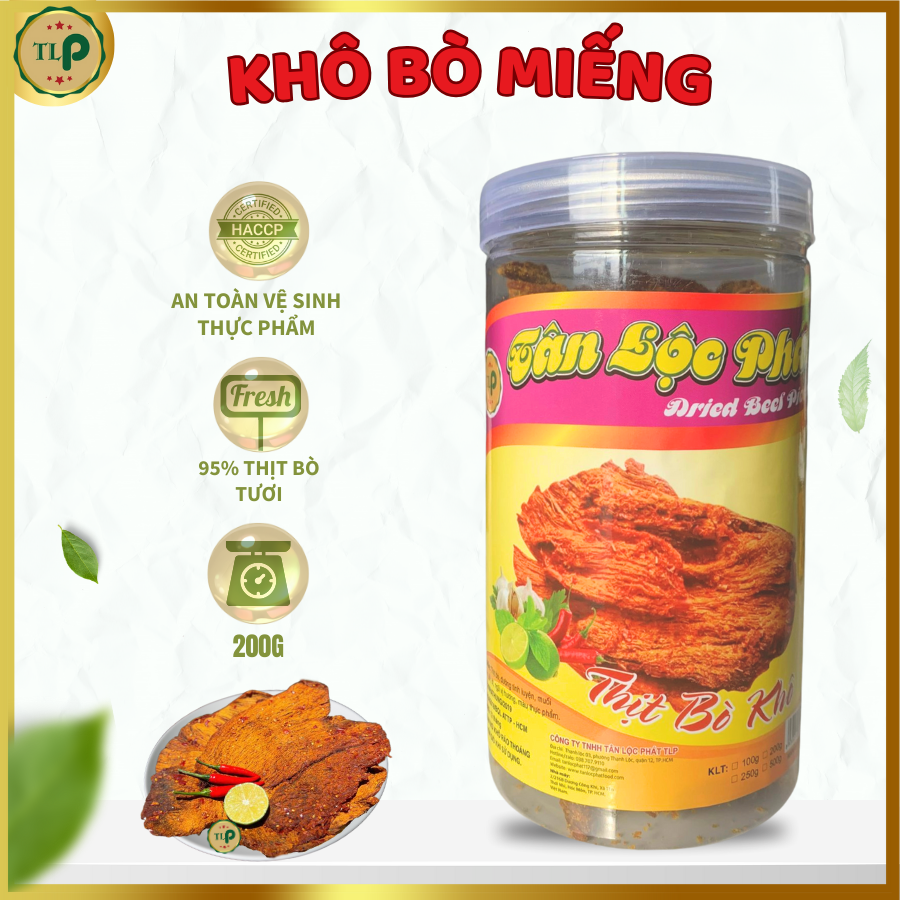 Thịt Sấy Khô Loại Miếng To Hũ 200g Hương vị đậm đà thơm ngon