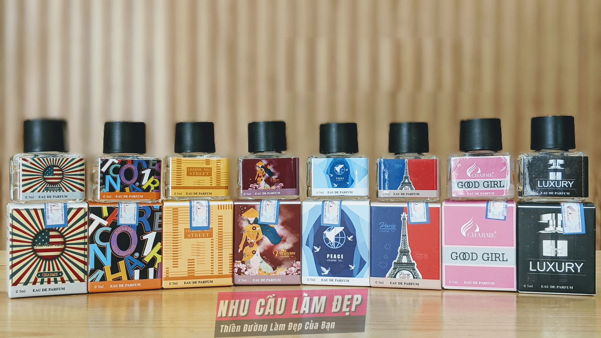 Nước hoa mini 5ml Boss Chame Girl Chame No.1 New York Peace Signature Street Paris Việt Nam