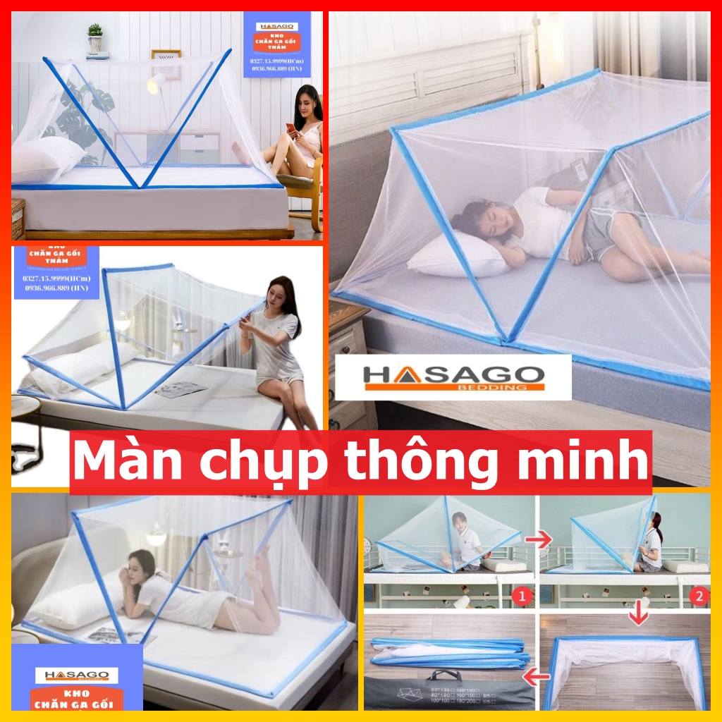 Mùng chụp màn gấp thông minh chống muỗi đủ kích thước 1m2 1m4 1m6 1m8