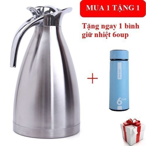 Phích giữ nhiệt inox 2 lít tặng kèm 1 bình giữ nhiệt 6up - phích tặng bình