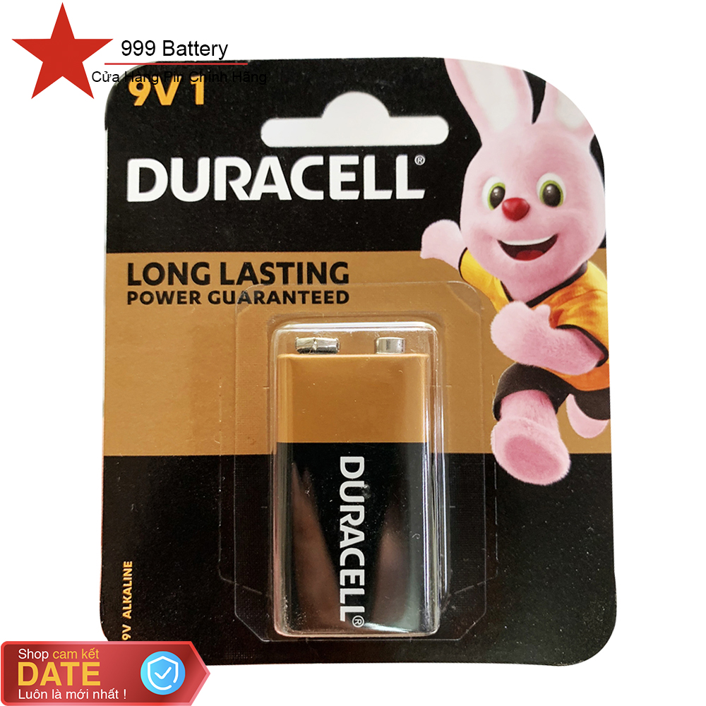 1 vỉ pin 9V vuông Duracell MN1604 Alkaline chính hãng