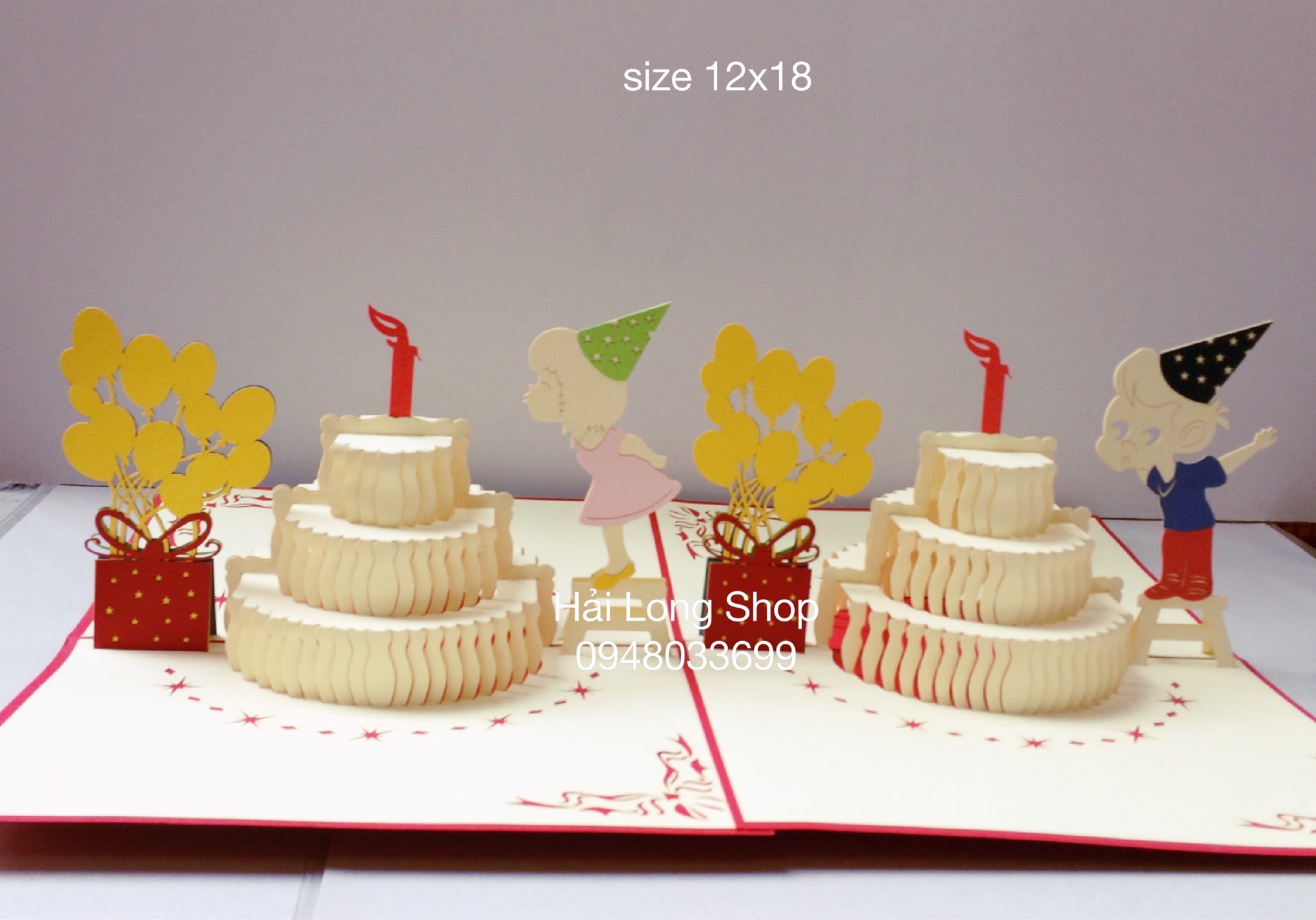 Bé Thổi Nến ( boy + girl ) -  Sinh Nhật - Birthday - Thiệp 3D