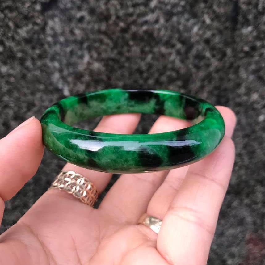 [HCM]VÒNG TAY BẢN LIỀN NGỌC CẨM THẠCH JADE XANH SƠN THỦY