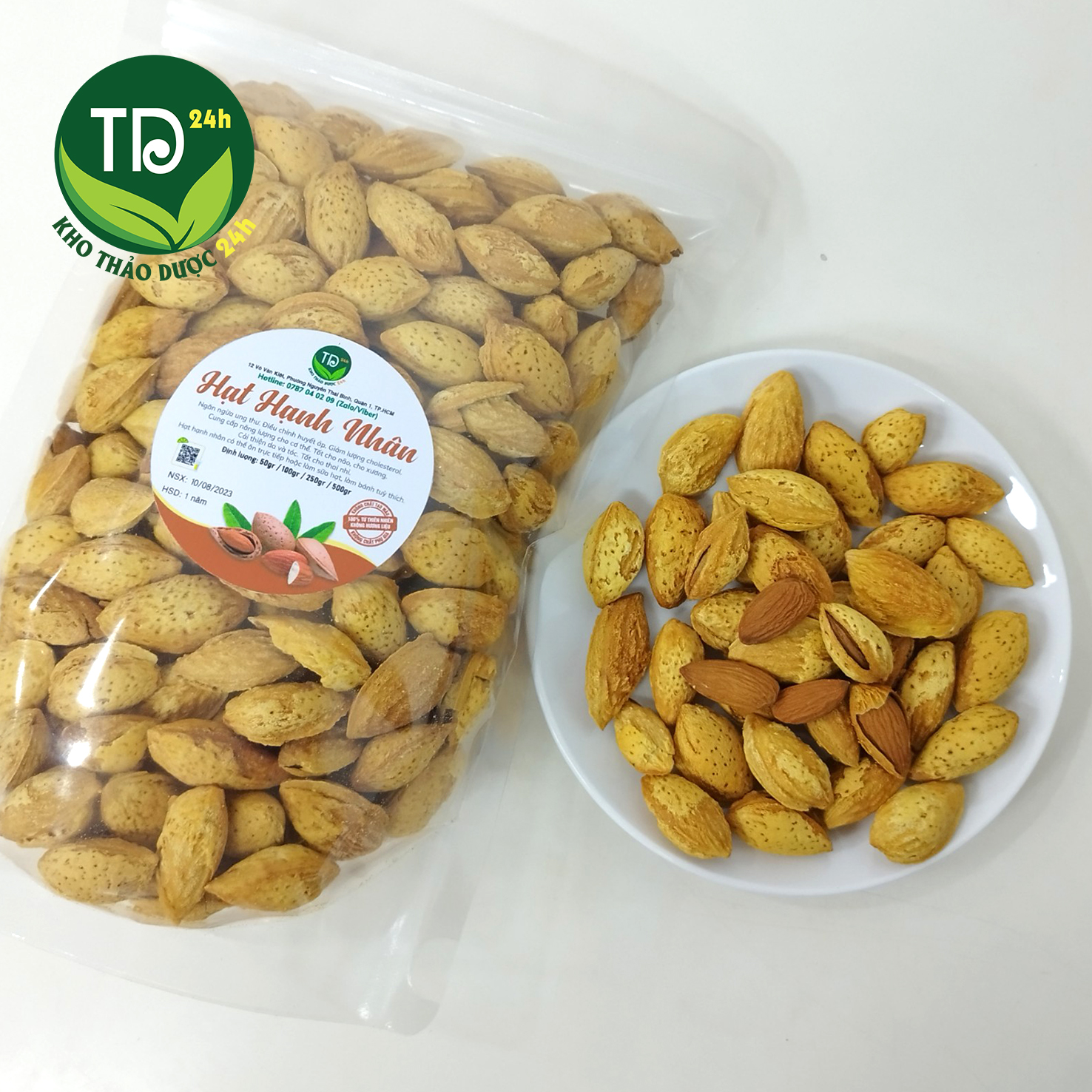 Hạt hạnh nhân Mỹ còn vỏ rang bơ, thơm, bùi, chính hiệu nhập khẩu | Kho thảo dược 24h