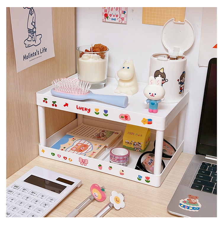 Kệ Để Bàn 2 Tầng Màu Trắng Decor Bàn Học