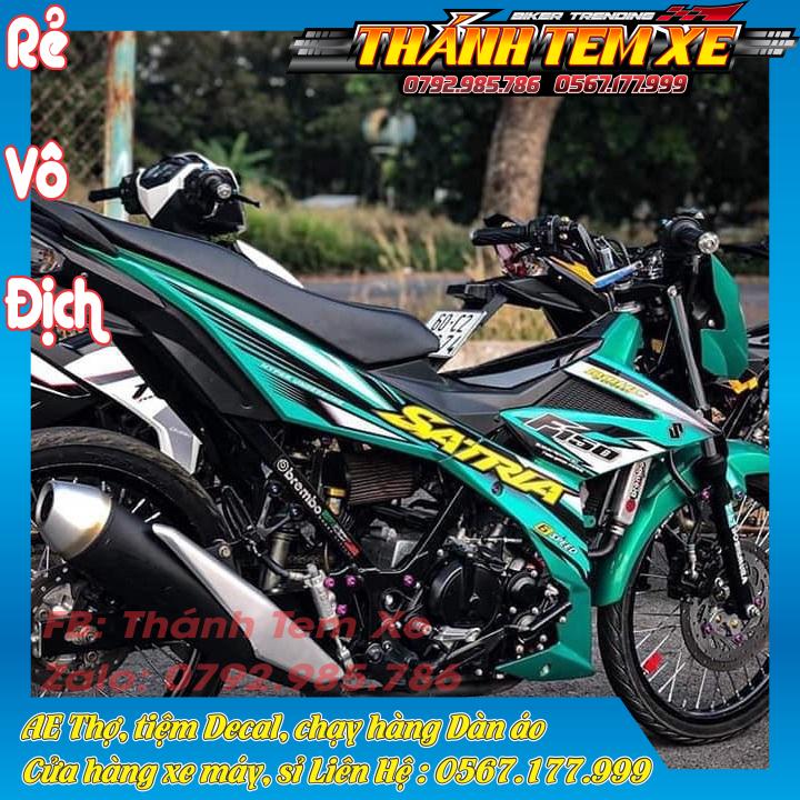 [KÈM QUÀ TẶNG] Tem rời Satria - Raider Fi 3 lớp xanh ngọc