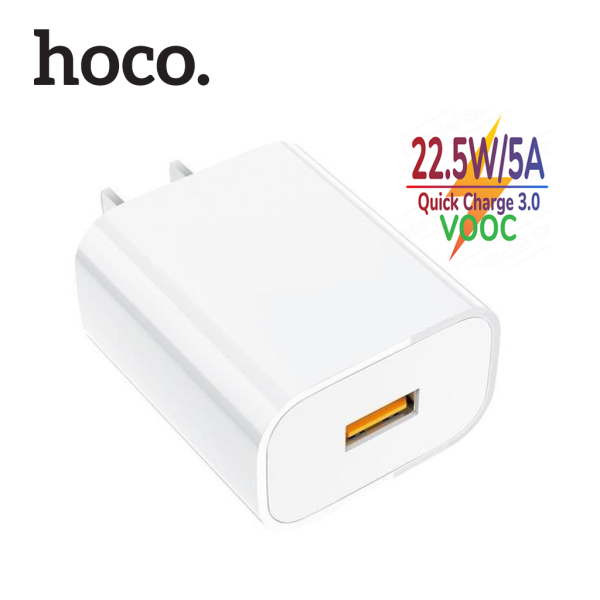 Củ sạc nhanh Hoco DC19 1 cổng USB sạc nhanh 5A/22.5W, Q.C 3.0, hỗ trợ VOOC, chân cắm CN