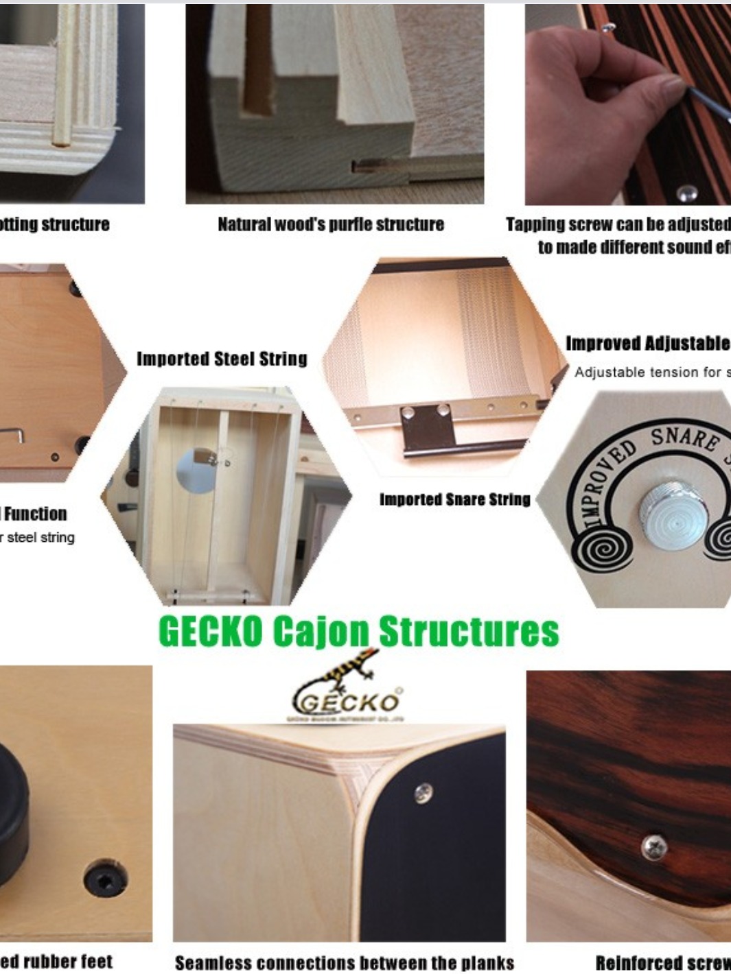 Trống Cajon Gecko CL50 Có Snare - BEST CAJON