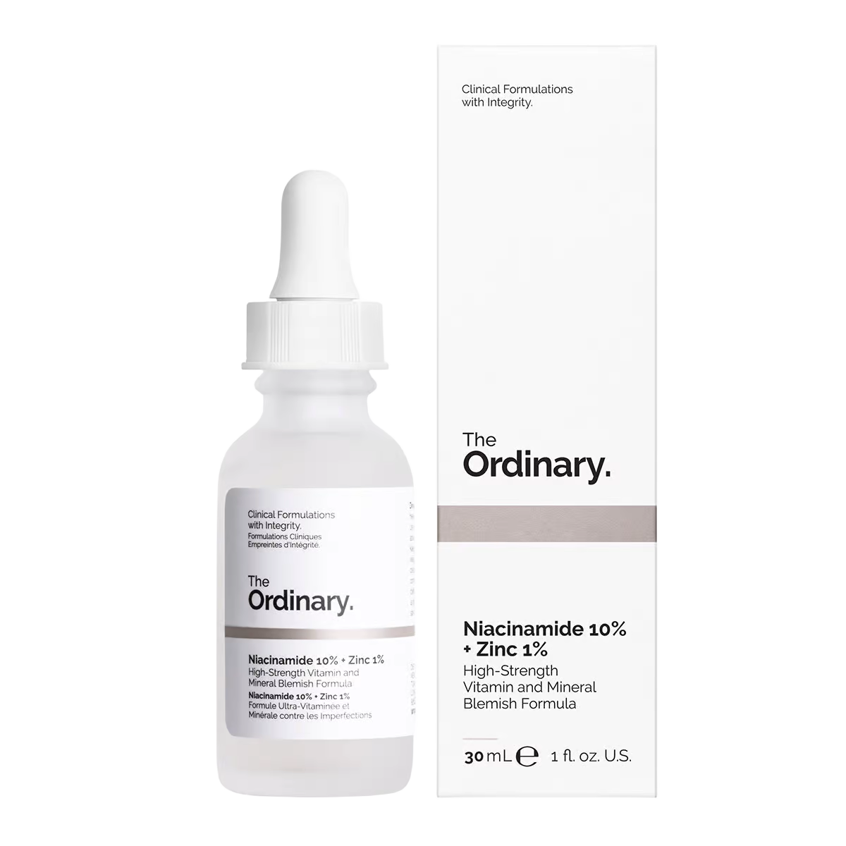 [1/2 Bottle] The Ordinary Niacinamide Serum Hydra B5 Skin Care Set - Hyaluronic Acid 2% + B5 / Niacinamide 10% + Zinc 1% - 2x30ml