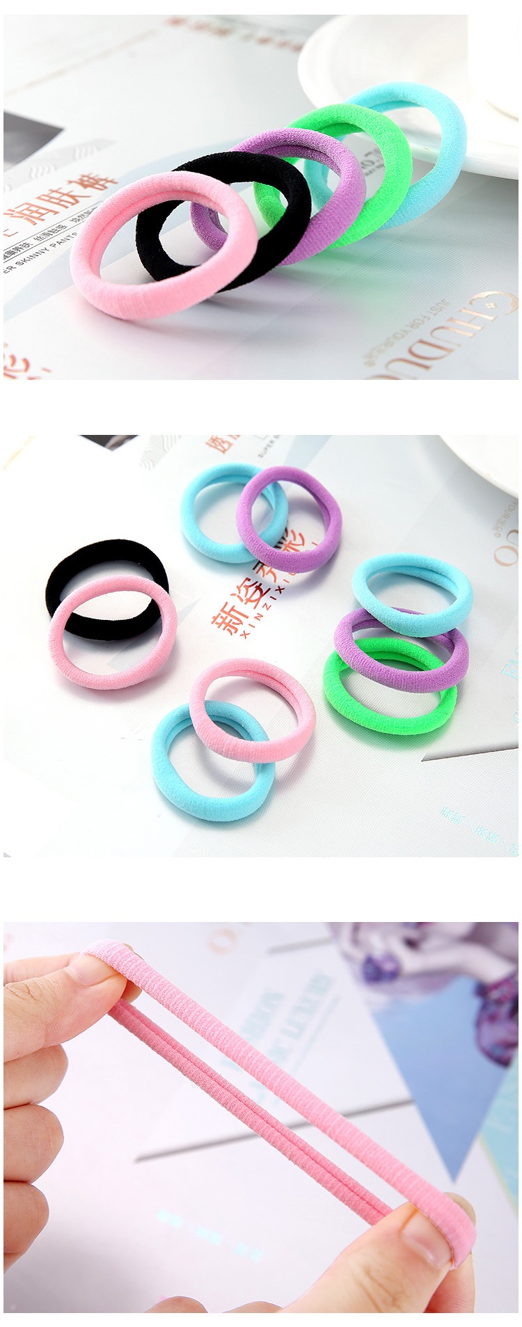 Set 10 Dây Thun Cột Tóc Màu Trơn Đa Dạng Thời Trang Cho Nữ