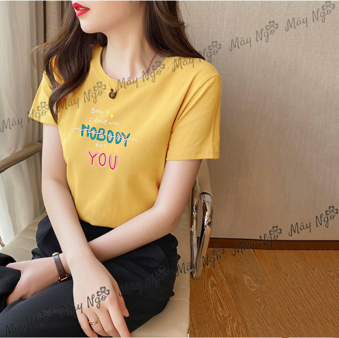 Áo thun nữ thun thái in hình dễ thương form vừa