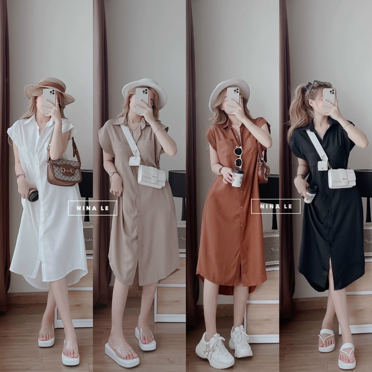 Đầm sơ mi lụa siêu xinh