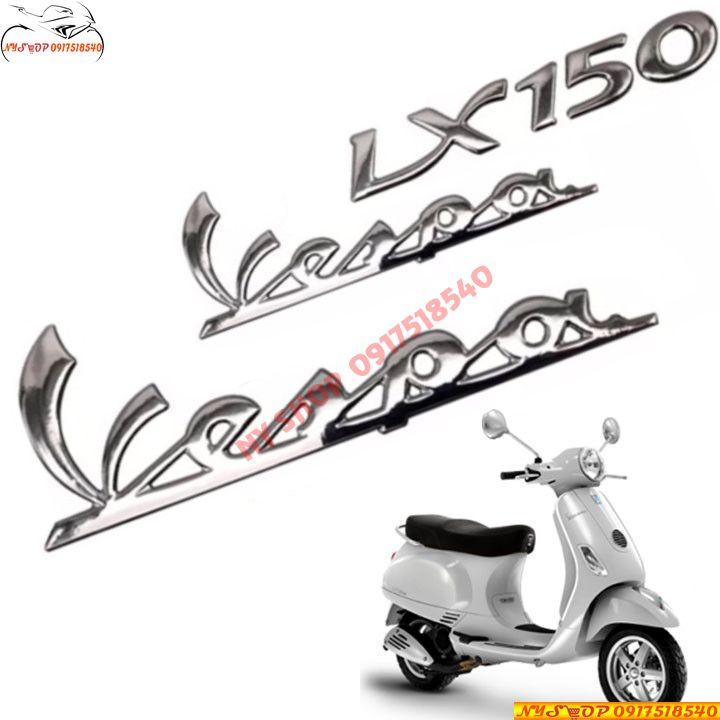 Bộ 3 tem logo nổi Vespa LX125 / LX150 dán xe