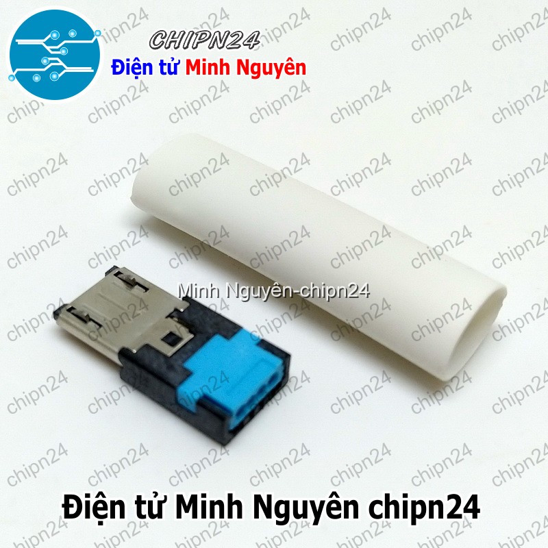 [2 cái] (K152) Đầu+Vỏ nhựa Micro USB V2 Trắng (Đầu Jack USB hàn dây) - HH005822