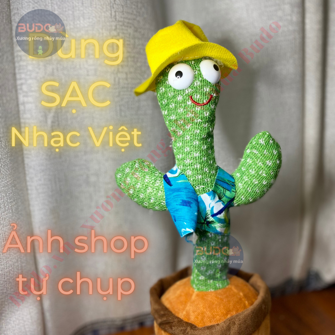 [ CÓ CHỈNH ÂM LƯỢNG ] Cây Xương Rồng Nhảy Múa Hát Tiếng Việt - đồ chơi nhồi bông biết nói nhại giọng sạc usb - Nhại Tiếng - quà tặng cho bé - sương rồng - giá rẻ - HCM