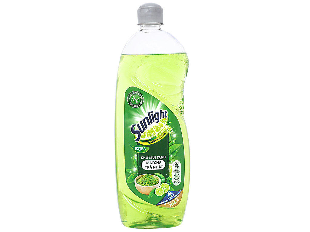 Nước Rửa Chén Sunlight Extra Khử Mùi Tanh Matcha Trà Nhật 750g