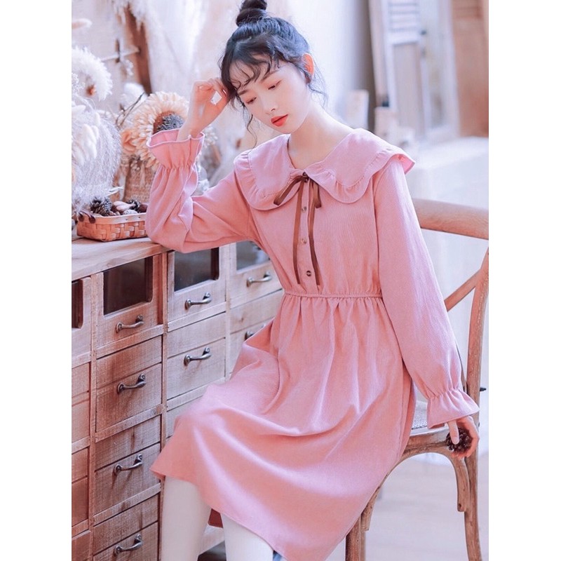 ĐẦM HỒNG, CỔ BÈO, TAY DÀI (có ảnh thật) MS134