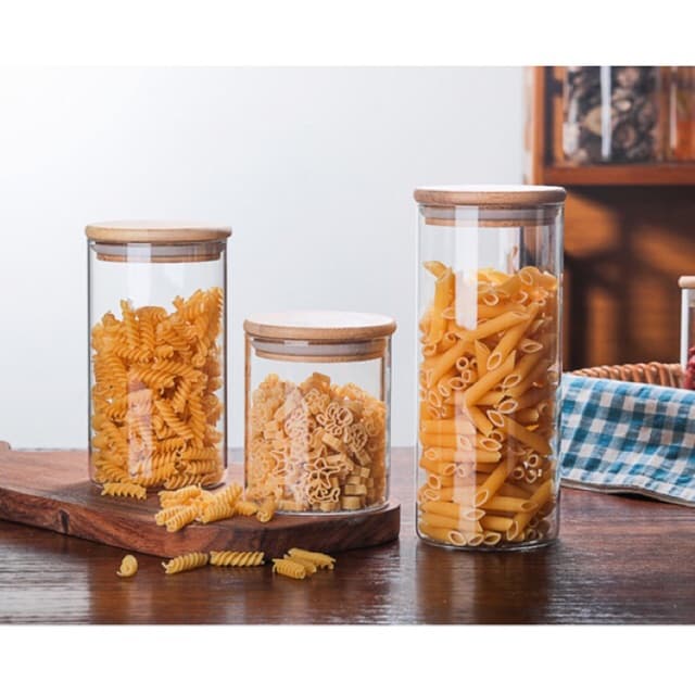 Lọ thủy tinh borosilicate nắp gỗ cao cấp