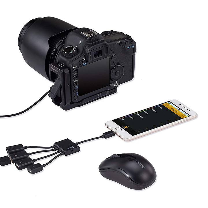 Cáp OTG 4 Đầu Chuyển Cho Android, Từ MicroUSB Sang USB