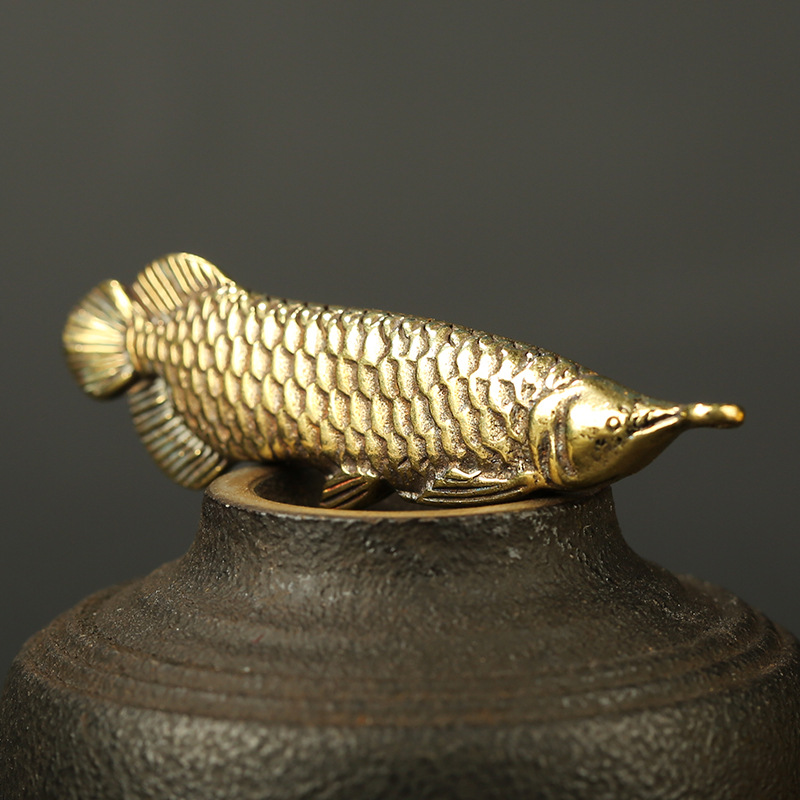 [HCM]Tượng Phong Thủy Cá Rồng Bằng Đồng Trang Trí Làm Móc Khóa (Kích cỡ 5.5 x 1.6cm)